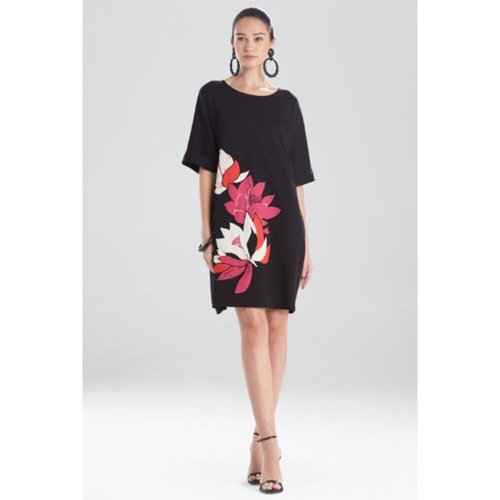 Natori Lightweight Embroidered Ponte T-Shirt Dress Mini Dress Size S
